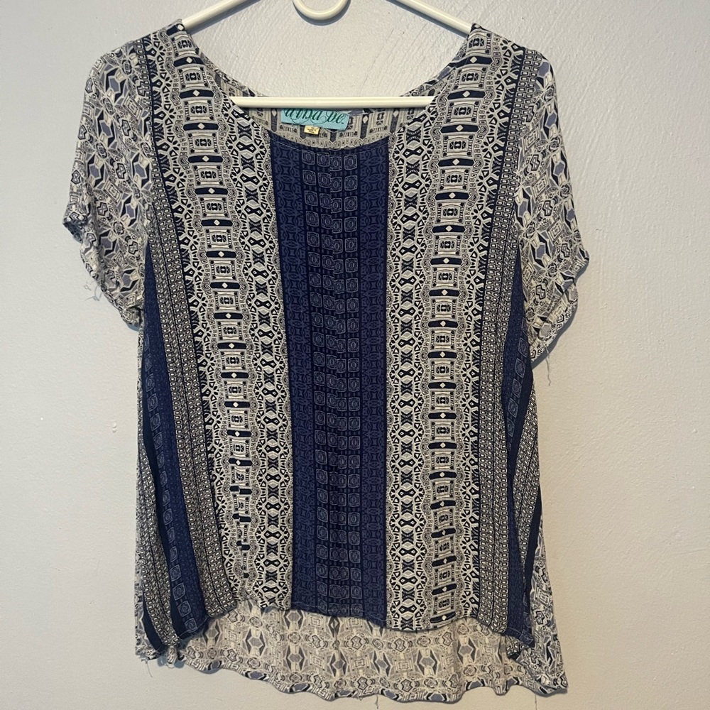 Blue and White Womens Blouse